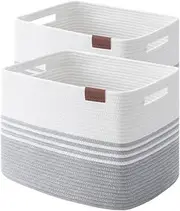 SIXDOVE Storage Baskets, 42L*2 Pack Storage Baskets for Organizing, Laundry Basket for Closet, Cotton Rope Blanket Basket for Storage, Toy Storage Basket for Living Room, Laundry Room, Bedroom-Grey
