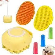Comotech Dog Bathing Brush Set - 3 Pieces with Adjustable Handle for Short & Long Hair Grooming (Yellow Orange)