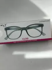 ONLY Eyewear The COMPOSER +2.00 Blue Light Blocking Lens Reading Glasses Green