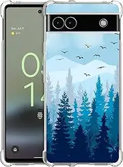 [GlamCase] Clear Case for Google Pixel 6A 5G, Google Pixel 6A 5G Clear Case - Nature Misty Forest printed Durable Clear ShockProof Protective Designer Back Case/Cover for Pixel 6A