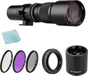 Labymos Camera Super Telephoto Lens 500mm F/8.0-32 Manual Zoom T-Mount + UV/CPL/FLD + 2X 500mm Teleconverter Lens + T2-AI Adapter Ring Replacement for Nikon D850 D810 D800 D750 D700 D610 D300 D3100