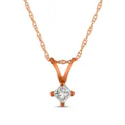 0.17 CT. Princess-Cut Natural Clarity Enhanced Solitaire Tilted Pendant in 14K Rose Gold (J/I3)