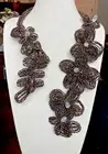 RARA AVIS by IRIS APFEL Brown Beaded Floral Lariat Bib Necklace - NWT