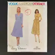 Vogue 1927 Jerry Silverman Sewing Pattern UNCUT Faux Wrap Dress 34" Bust 1980s