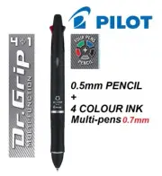 Pilot Dr Grip 4+1 Multifunction Ballpoint Pen 0.7mm + Pencil 0.5mm Black Barrel
