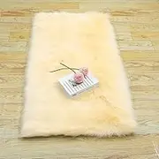 Soft Faux Sheepskin Fur Area Rugs Office Chair Floor Mat Cover Area Rug Cushion, Children Play Carpet Fur Bedroom Floor Sofa Living Room,Beige,60x160cm