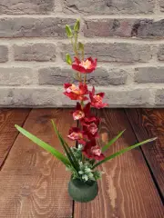 Absolutely beautiful Artificial Cymbidium Orchid Plant W/O pot RED