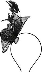 [Luxshiny] Fascinator Hat Headband, Tea Party Headband 1920s Fascinator Flower Mesh Headwear Hair Clip for Women Girls (Black)