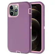 For Apple iPhone 12 Pro Case Drop Resistant Defender Tradies Heavy Duty Rugged Shockproof Tough Cover (Purple)