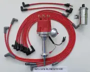 small cap PLYMOUTH 73-78 400 RED HEI Distributor + Chrome Coil +Spark Plug Wires