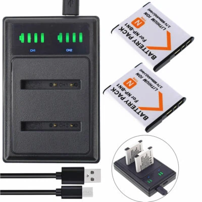 2x NP-BN1 N Type Rechargeable Battery +dual Charger For Sony Cyber-Shot DSC-W