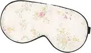 COLLBATH 1Pc Floral Silk Eye Mask Comfortable Blackout Eye Cover for Sleep and Travel Lightproof Design for Elegant Beige Pattern for Home Go