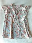 Ophelia Roe Women's Size S Light Blue & Peach Floral Print Ruffle Top Blouse New