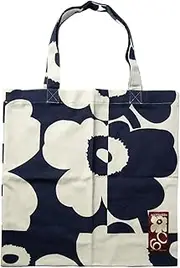 [Marimekko] 073393 UNIKKO KOLLAASI 60TH Women's Linen/Dark Blue Tote Bag, LINEN/DARK BLUE, Free Size