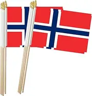 Norway Stick Flag, Norwegian Small Mini Hand Held Flags, Small Norway Flag 5x8 Inch,12 Pack, Party Decorations Supplies for Parades,World Cup,Festival Events