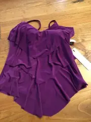 NWT Magicsuit Rita Wireless Ruffle Tankini Swim Top Size 8 Purple