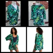 Medium New KHOL'S women Lilac & London Short Robe Sleep Green Leaf Tropical