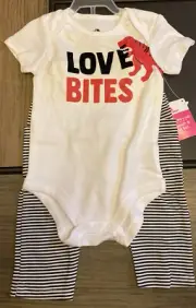 NWT~Love Bites 2 Piece Bodysuit And Pants Size Newborn~Free Shipping!