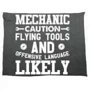 Mechanic Caution Flying Tool Offensive Language - Microfiber Gym Sports Towel