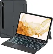 Bluetooth Backlit Keyboard Cover Keyboard Folio Case for Samsung Galaxy Tab S7 (11 inch) SM-T870 / SM-T875 / SM-T876B, Backlight & TrackPad Mouse & Detachable Keyboard