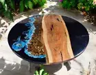 Black Ocean Wave Epoxy Resin Coffee Table Console Bar Hallway Living Room Decor