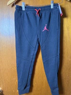 Jordan Nike Boys Sz Small S 7 Sweatpants Jogger Black Gray Cotton NWT