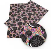 Oreo Rainbow FAUX LEATHER SHEET 8.75" X 12" PRINTED 1109162 Cookies LITCHI