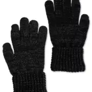 Style & Co Waffle-Knit Womens Shimmer Gloves Black OSFA