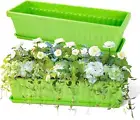 3 Packs Window Box Planter, 24 Inches Green Flower Window Box Rectangular Plasti