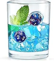 LIIGEMI Whiskey Glasses with Polyhedral dices Embedded, Unique Handmade Design, Rocks Glass 10oz,Whiskey cups Gift for Man（Blue）