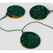 Ikea Strala LED String 12 Lights Green Circles Round Battery Operated New