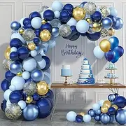 133PCS Navy Blue And Gold Balloons Arch Kit Blue Balloon Garland for Birthday Party Wedding Graduation Deorations.