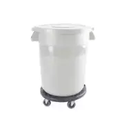 Thunder Group 20 Gallon Plastic Round Trash Can w/Integrated Handles-White
