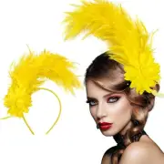 Feathers Fascinator Headband 1920s Queen Headpiece Fascinators Hats for Yellow
