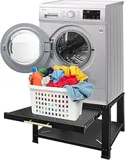 [Royxen] Washer and Dryer Pedestals Heavy Duty Metal Laundry Pedestal 29", Washer Dryer Pedestal Extra Big Screws for Anti-Vibration, Basket Shelf, 800lbs Capacity, Black