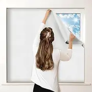 White Blackout Curtains for Bedroom, Portable DIY Window Blinds, No Drill Window Shades & Blackout Blinds with Stickers & Tabs for Travel, Dorm Room, Media Room (118" x 57")