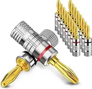 Yaocom 24 Pairs/ 48 Pcs Banana Plugs 24k Gold Plated Dual Screw Type Speaker Cable Connector Terminal for Speaker Wire, Wall Plate, Home Theater, Audio/Video Receiver, Amplifiers and Sound Systems
