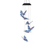Toscano Colorful Solar Wind Chimes Gardening Gift for Mother And Grandma Christmas Decoration-BlueButterfly