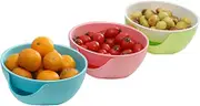 Totority Snack Compartment Container with Double Dish Bowl for Nuts Olives Edamame Random Color
