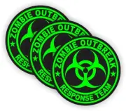 3pcs Zombie Outbreak Response Team Lime Green Hard Hat Stickers Helmet Decals