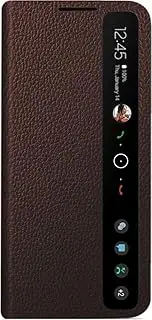 Intelligent Leather Mobile Phone Case for Samsung Galaxy S20 5G. Automatic Sleep/Wake/Smart Holster for Samsung S 20. Fone Cover -Brown