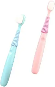BEBEMOKO 2pcs Kids Soft Silicone Toothbrush Toddler Teeth Brush Nano Toothbrush