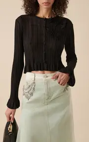 [Erdem] Plisse Lurex Cardigan