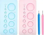 uxcell Quilling Tools 6.8x3.3 Inch, Half Ball Domes 2-Row Crimper Tools with Quilling Pen for 3D Flower Pots Crafts, Blue, Pink