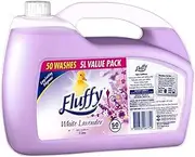 Fluffy Regular Liquid Fabric Softener Conditioner, 5L, White Lavender, Long Lasting Freshness