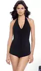 Magicsuit Women's Black Theresa Plunge One Piece Romper Swimsuit Size 16