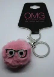 OMG Accessories 2 Inch Pink Googly Eye with Glasses Bag Charm Keychain NWT