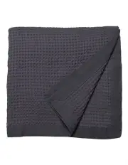 [Logan and Mason] Cotton Waffle Blanket Charcoal in Charcoal