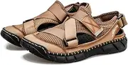 [Asifn] Men's Summer Sandals Breathable Rubber Casual Hollow Slip-On Closed-Toe Slippers Beach Lightweight Flat