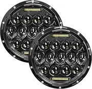 7 Inch Led Headlight Round H6024 Led Headlight DOT Approved Hi/Lo Beam DRL Black Headlights Compatible With Jeep Wrangler JK JKU TJ LJ CJ Compatible With Chevy,Ford and Mazda Miata etc